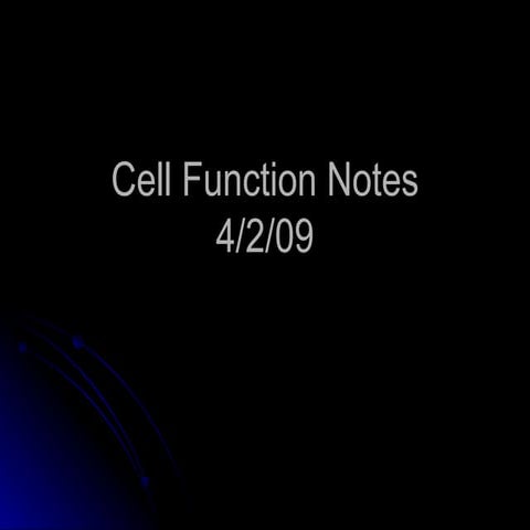 Cell Function Notes Sub