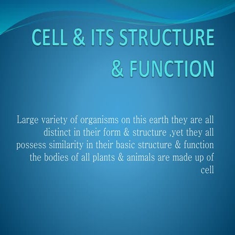 Cell &amp; its structure &amp; function