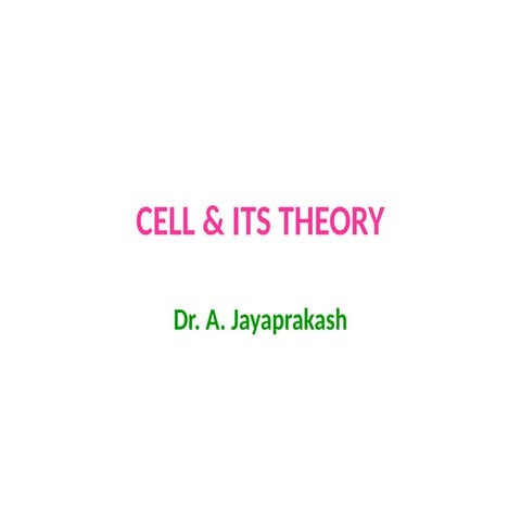 CELL AND ITS THEORY By Dr. A. Jayaprakash.pptx