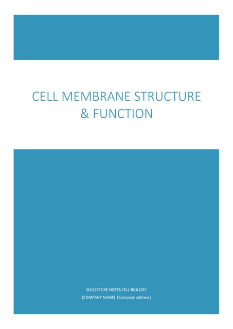 Cell membrane permeability and functions