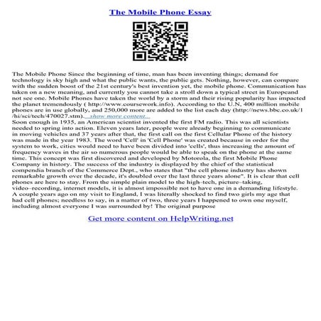 Cell Phone Essay