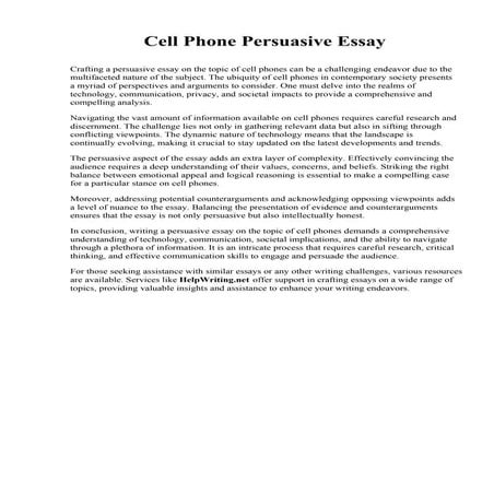 Cell Phone Persuasive Essay. Northwest Christian University