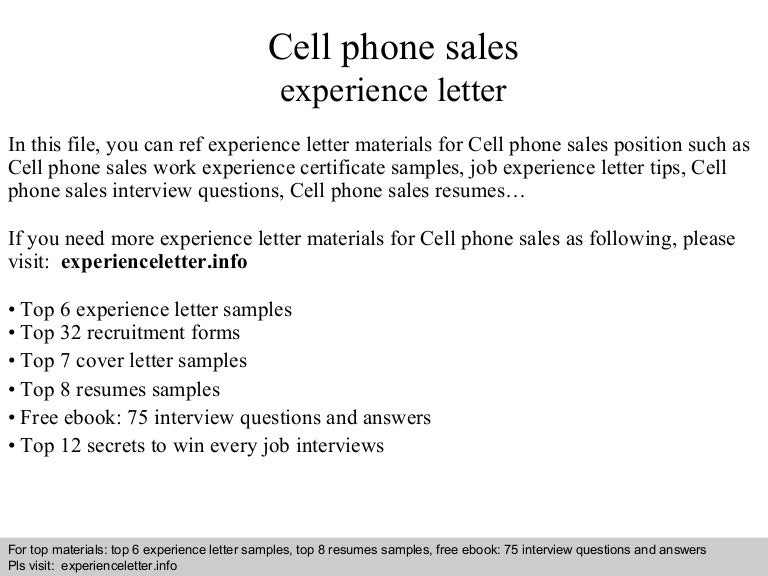 cell phone sales resume