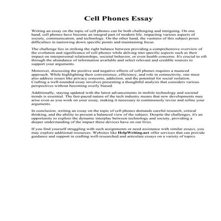 Cell Phones Essay