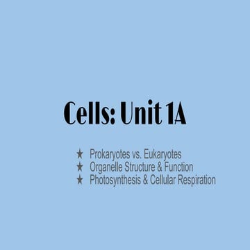 High School Biology - Cells Unit: Structure & Function