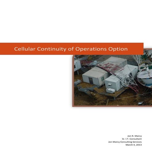 Cellular continuity of operations options
