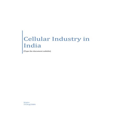 Cellular Industry In India