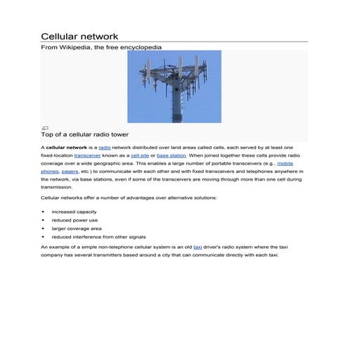 Cellular network   wikipedia, the free encyclopedia