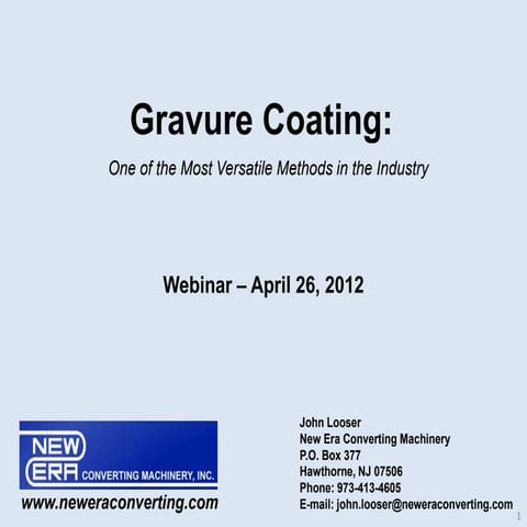 New Era Converting Machinery - Gravure Coating Webinar