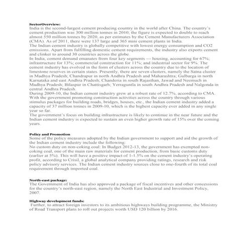 Overview on indian Cement Industry | PDF