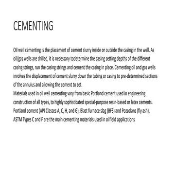 cementing Problems Related to Cementing and their Solutions