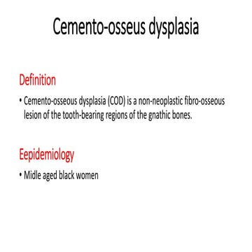 Cemento osseus dysplasia (Doctor Faris Alabeedi MSc, MMedSc, PgDip, BDS.)