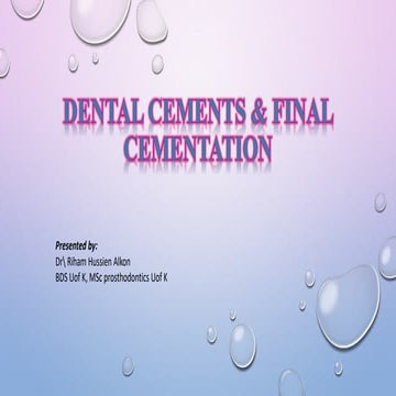 dental cements and final cementation of fixed restorations | PDF