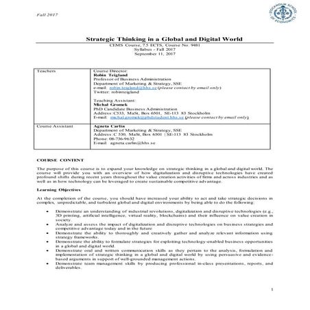 Strategic Thinking in a Global and Digital World