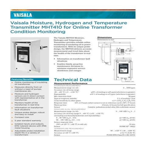 Moisture, Hydrogen, and Temperature Measurement in Electrical Transformers