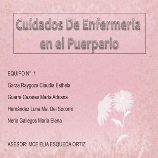 CUIDADOS DE ENFERMERIA EN EL PUERPERIO
