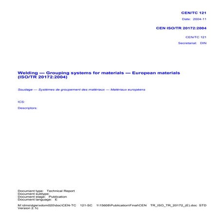 Cen iso tr 20172 english | PDF