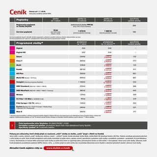 Ceník Skylink od 1. 7. 2016
