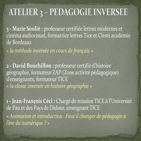 Les boussoles du numérique : Cenon le 11/12/2013 atelier 3 pedagogie numerique