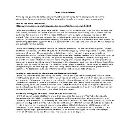 Censorship debate | PDF