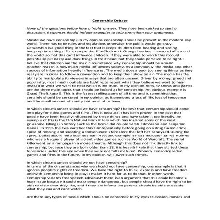 Censorship Debate