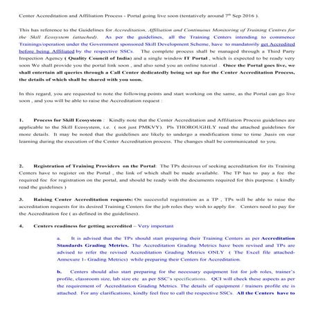 Center accreditation and affiliation process of PMKVY 2.0 portal going ...