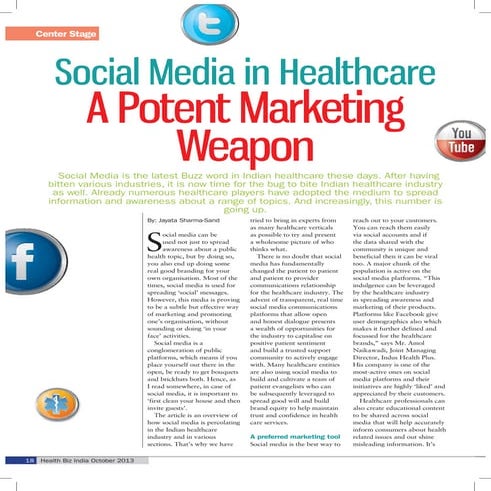Social Media and Indian Healthcare - A Potent Marketing Weapon (Featured in H...