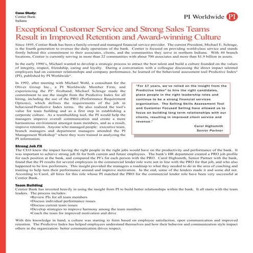 Bank Finds Exceptional Customer Service and Strong Sales Teams Result in Impr...