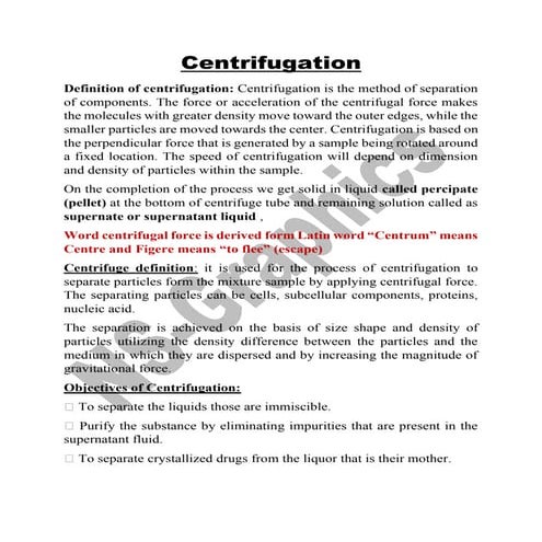 Centrifugation & its Types in Detail PDF