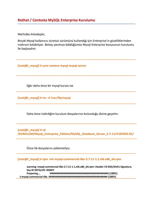 Centosta mysql enterprise kurulumu