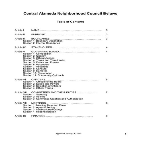 Central Alameda NC Bylaws