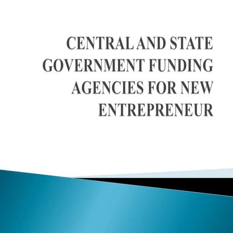 CENTRAL AND STATE GOVERNMENT FUNDING AGENCIES FOR NEW ENTREPRENEUR.pptx