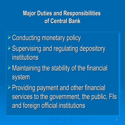 Central bank  duties