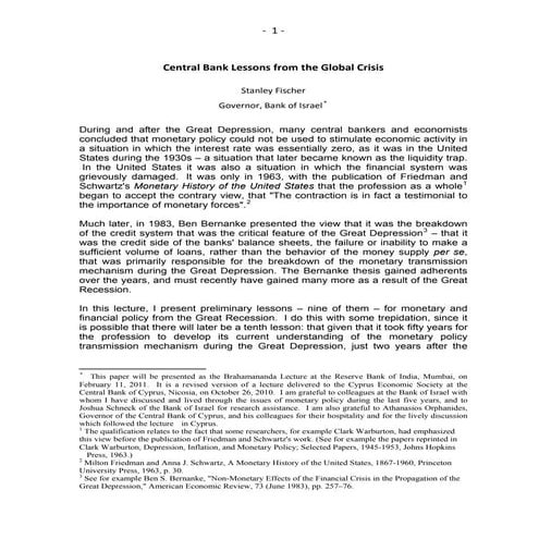 Central bank lessons