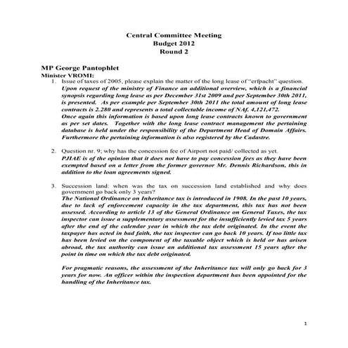 Central committee meeting budget 2012 round 2 final