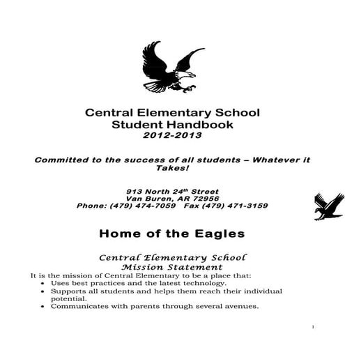 Central elementary school student handbook