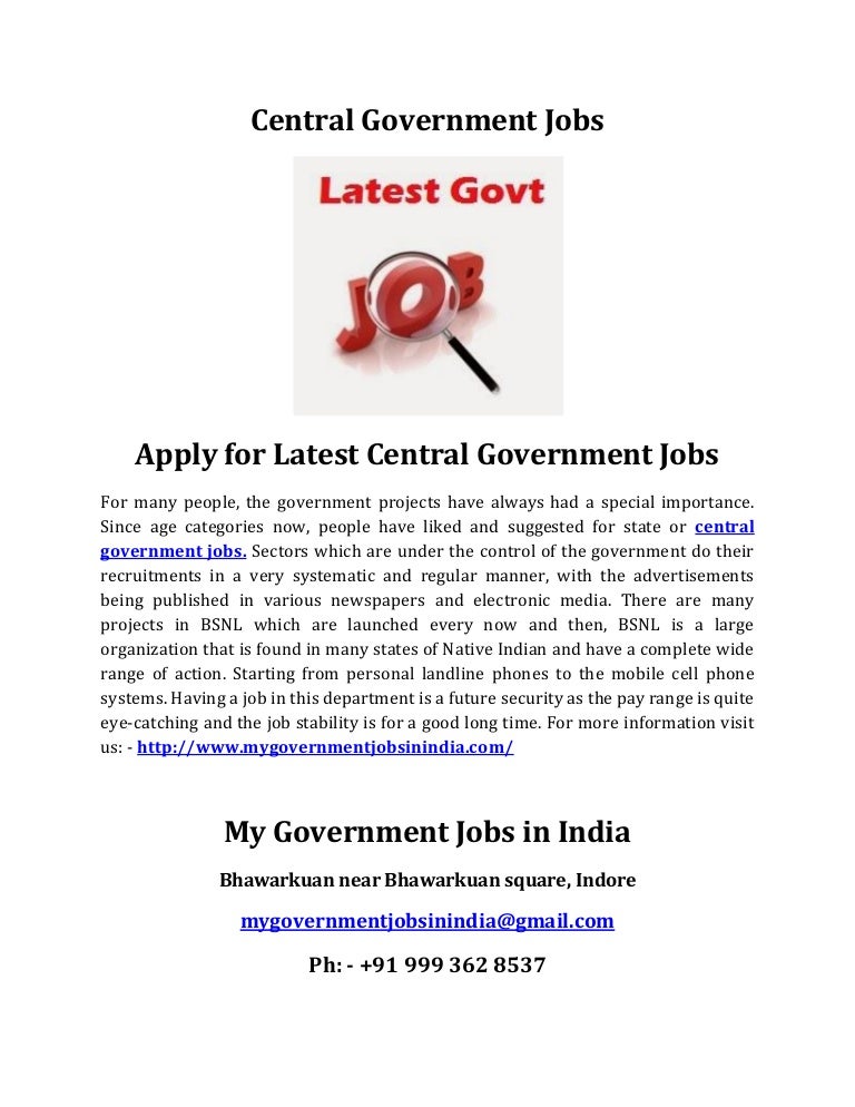 Apply for Latest Central Government Jobs