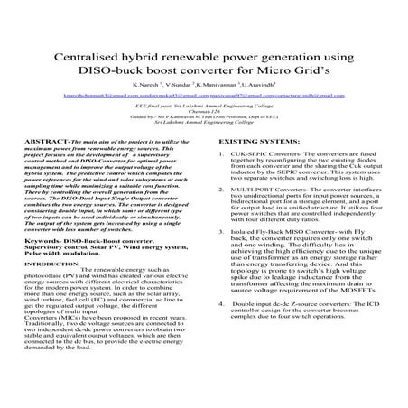 Centralised hybrid renewable power generation using diso buck boost converter...