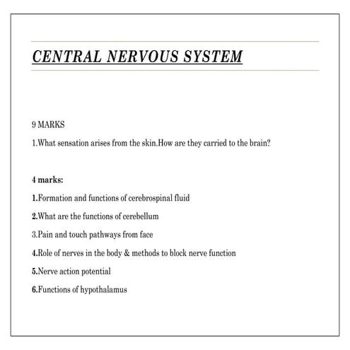 Comprehensive Overview of Central Nervous System Functions and Reflexes ...