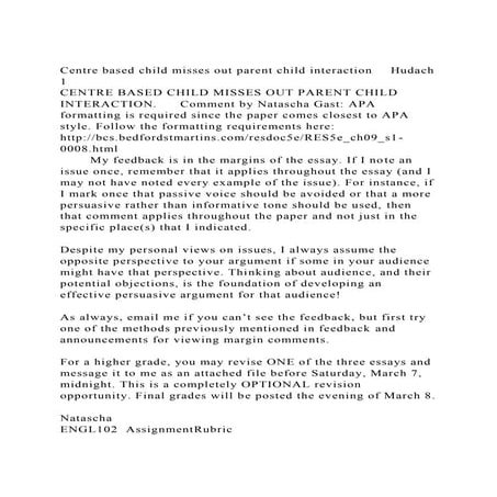 Centre based child misses out parent child interactionHudach 1C.docx