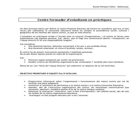 Centre formador d'estudiants en pràctiques