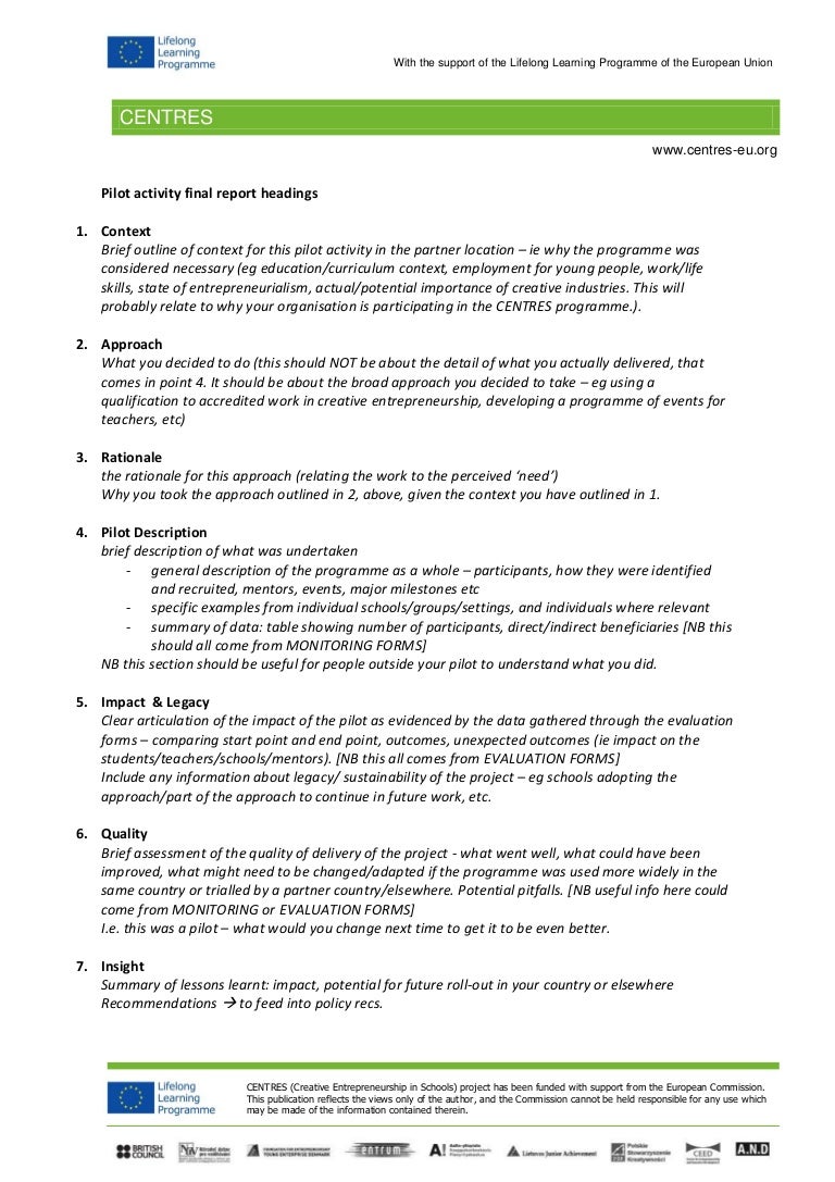 Centres evaluation report template In Monitoring And Evaluation Report Template