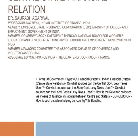 Centre state financial relations