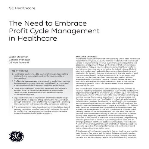 The Need to Embrace Profit Cycle Management in Healthcare - Whitepaper