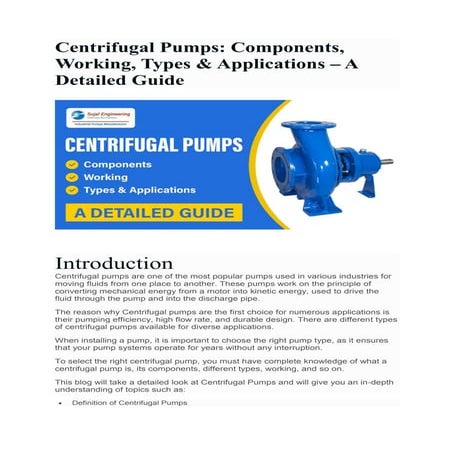 Types Of Centrifugal Pumps | PDF
