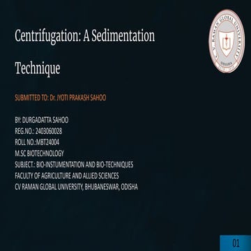 Centrifugation A Sedimentation Technique