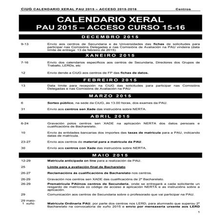 Centros   pau 2015 - calendario acceso curso 15-16