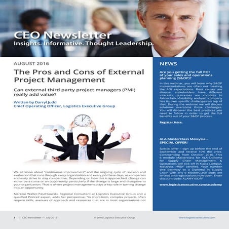 CEO Newsletter - The Pros and Cons of External Project Management
