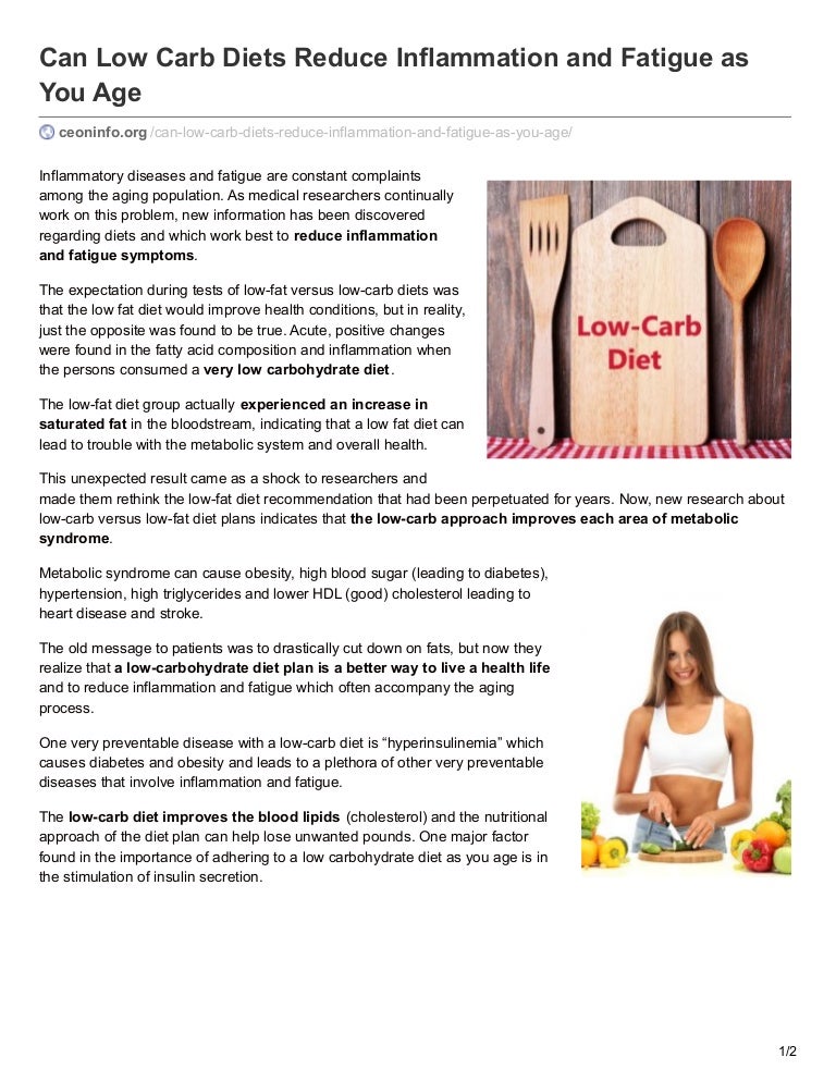 Can Low Carb Diets Reduce Inflammation and Fatigue as You Age