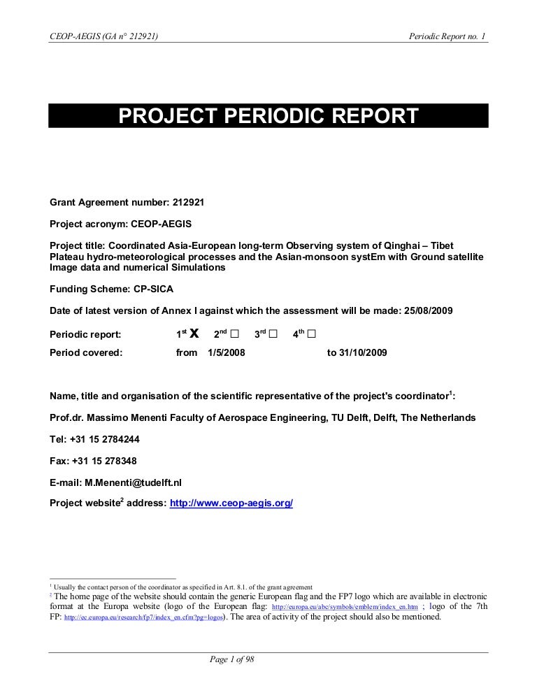 CEOP AEGIS Periodic Report 1